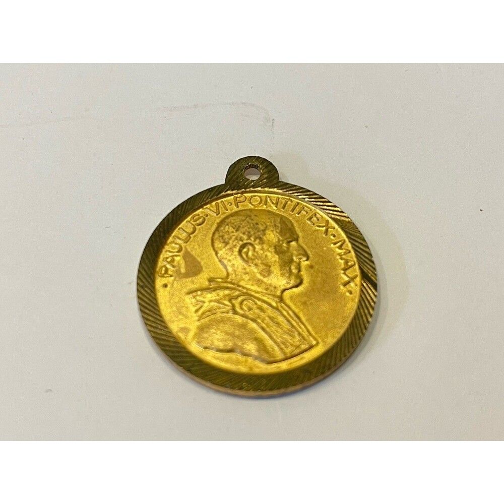 Pope Paul VI Medal Holy Year 1975 Goldtone pendant necklace